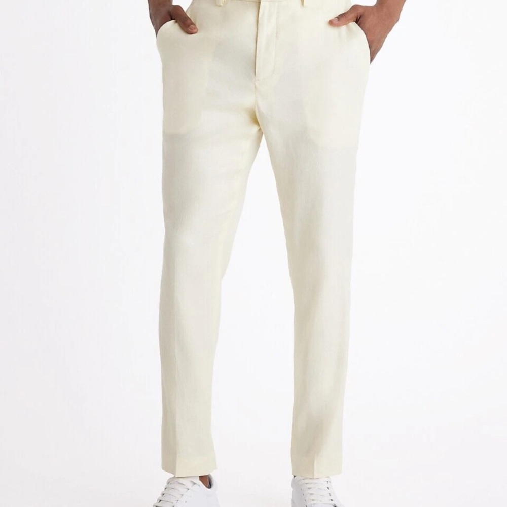 NEW EXPRESS YELLOW EXTRA SLIM LINEN BLEND HYBRID SUIT PANT SZ 30/30